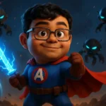 Emad Mostaque cute superhero 3d
