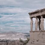 Erechtheion temple on the Acropolis, Athens, with iconic Caryatids statues.