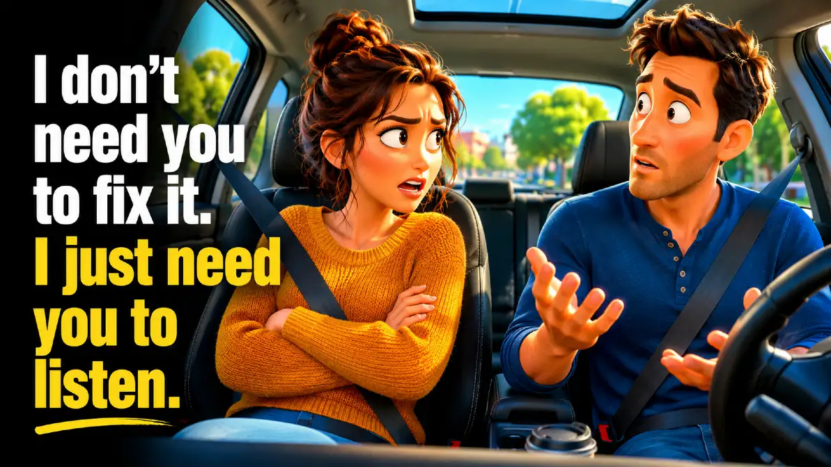 Man listening attentively to a woman sharing her feelings without offering solutions