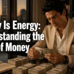 Man handling money, illustrating the concept that money is energy and flows through giving, receiving, and spending