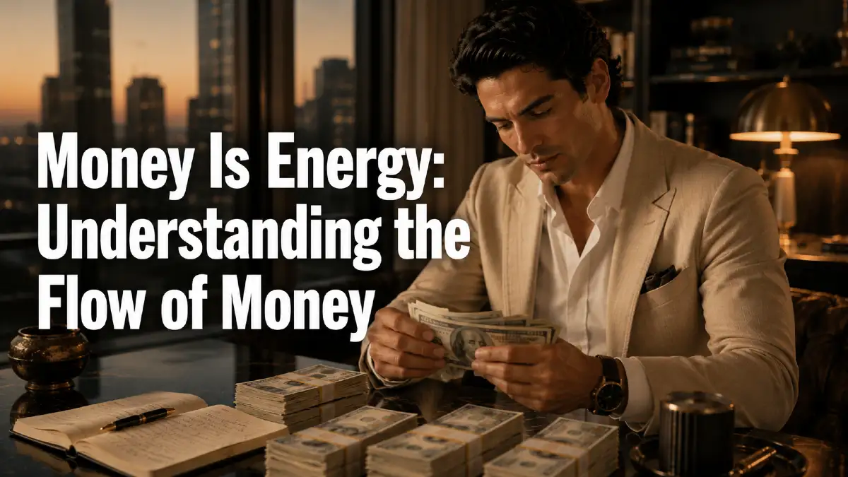 Man handling money, illustrating the concept that money is energy and flows through giving, receiving, and spending