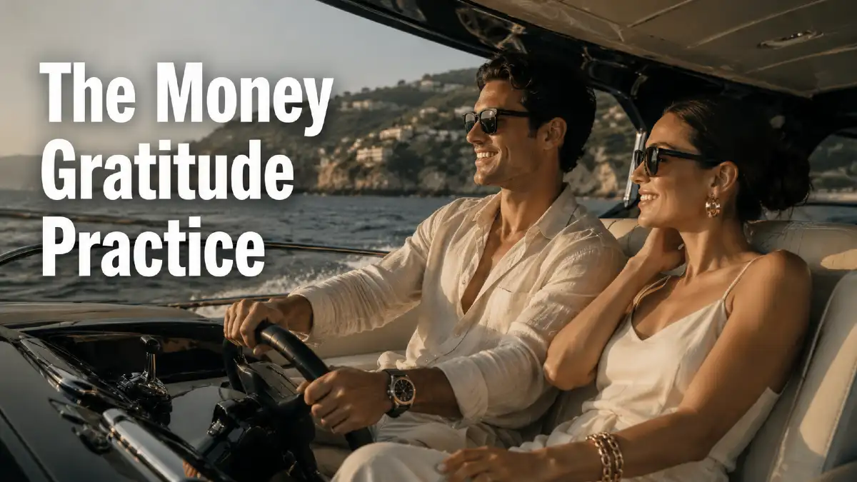 Couple enjoying a luxury yacht trip, illustrating the money gratitude practice and an abundance mindset
